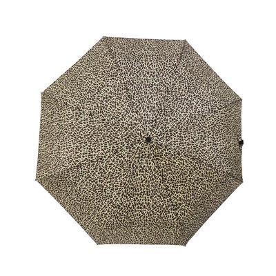 Compact Leopard Polyester 190T Three Fold Umbrella