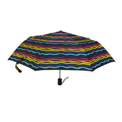 Heat Transfer Printing Pongee 190T Folding Umbrellas With Stripe Design
