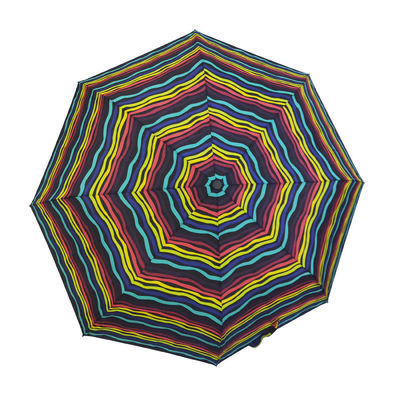 Heat Transfer Printing Pongee 190T Folding Umbrellas With Stripe Design