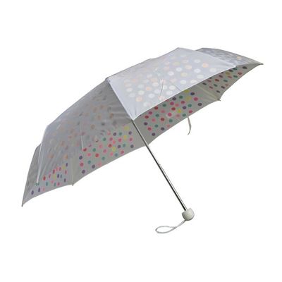 Metal Shaft Pongee Fabric 3 Fold Umbrella SGS With Colorful Dots