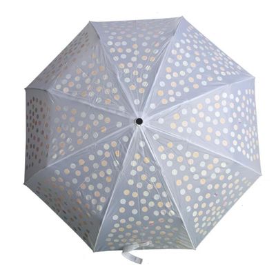 Metal Shaft Pongee Fabric 3 Fold Umbrella SGS With Colorful Dots