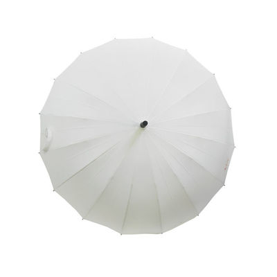 27 Inch 16K White Windproof Hook Handle Umbrella