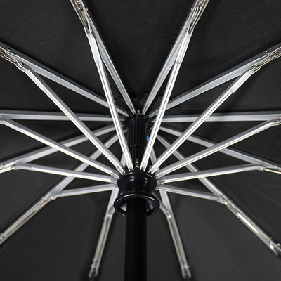 12 Panels Business Pongee Cover Three Fold Umbrella Automatic