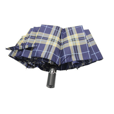 Check Pattern Three Folding Umbrella Auto Open Close For Men