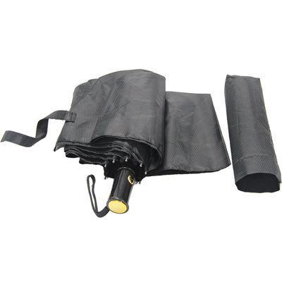 8mm Metal Shaft 3 Folding Umbrella Black Color Windproof Automatic Open Close