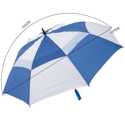 RPET Pongee Metal Frame Double Canopy Golf Umbrella With Fiberglass Ribs