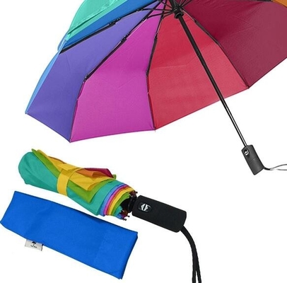 SGS Auto Open And Closed Fiberglass Ribs Rainbow Color Umbrella