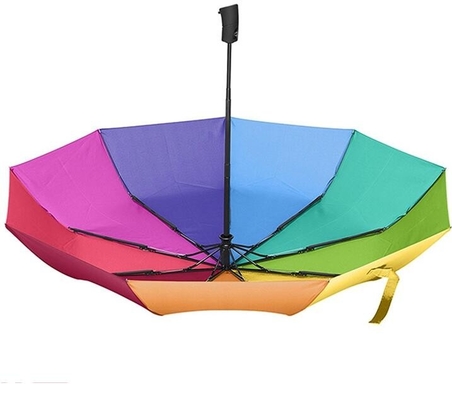 SGS Auto Open And Closed Fiberglass Ribs Rainbow Color Umbrella