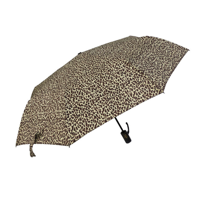 190T Polyester 3 Folding Umbrella With Lepoard Pattern