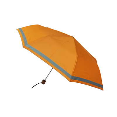 3 Folding Manual Open 21in Windproof Umbrella With Wooden Handle