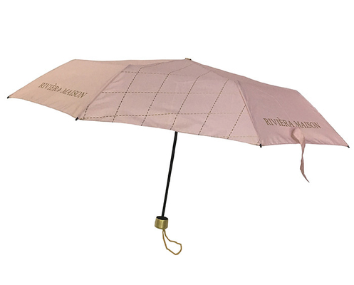 Windproof 3 Folds Pongee Manual Open Umbrella With Custom Printing