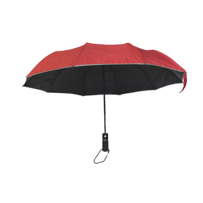 10 Ribs Black Coating Pongee 3 Fold Automatic Umbrella With For Mens