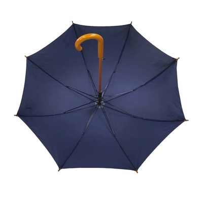 Straight Business Pongee Wooden Handle Umbrella With Logo Printing