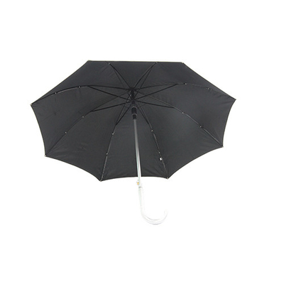 8mm Metal Shaft Pongee UV Coating Umbrella With J Handle