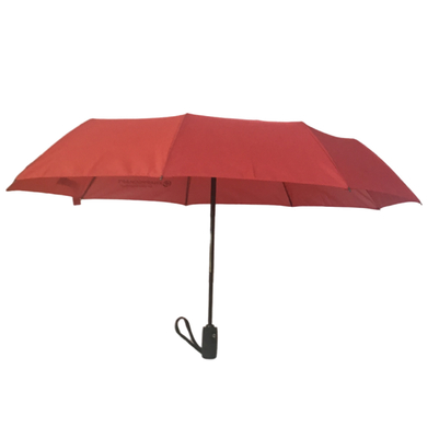 9 Fiberglass Ribs Three Folding Pongee Fabric Compact Rain Umbrella