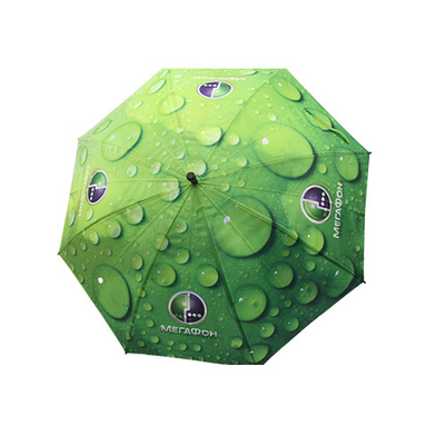 Green Raindrops Straight Umbrella With 8mm Metal Shaft