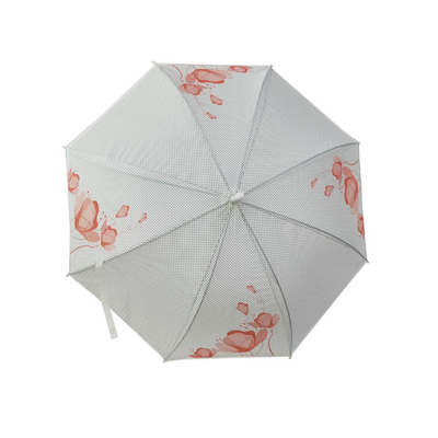 Digital printing Windproof Large White Straight Umbrella For Sale Water-resistant lady umbrella