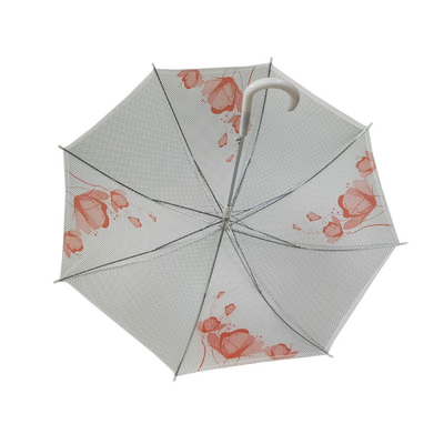 Digital printing Windproof Large White Straight Umbrella For Sale Water-resistant lady umbrella