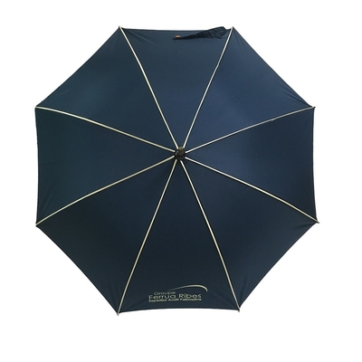 Open Diameter 103cm Pongee Fabric Wooden J Handle Umbrella