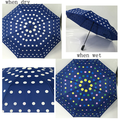 Magic Printing Folding Automatic Open Pongee Fabric Umbrella For Ladies