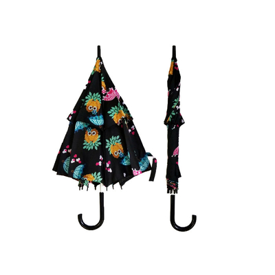 19 Inchx8k Pongee 190T Kids Folding Umbrella With Plastic J Handle