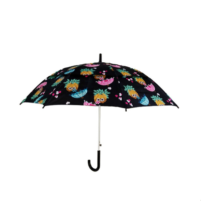 19 Inchx8k Pongee 190T Kids Folding Umbrella With Plastic J Handle