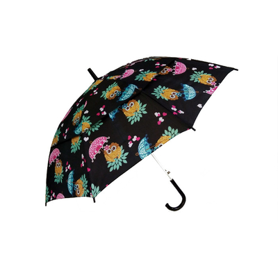 19 Inchx8k Pongee 190T Kids Folding Umbrella With Plastic J Handle