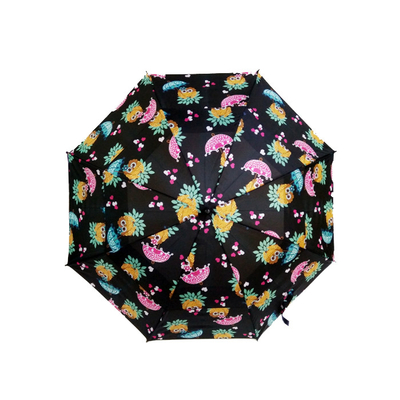 19 Inchx8k Pongee 190T Kids Folding Umbrella With Plastic J Handle