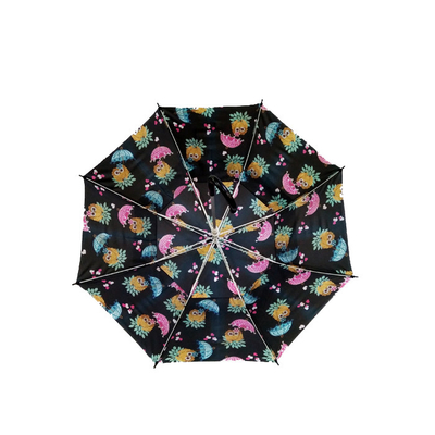 19 Inchx8k Pongee 190T Kids Folding Umbrella With Plastic J Handle