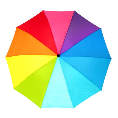 Customized Polyester 190T 3 Folding Rainbow Color Umbrella BSCI