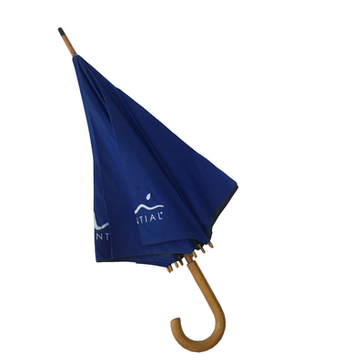 Auto Open Double Layer 190T Pongee Fabric Wooden J Handle Umbrella