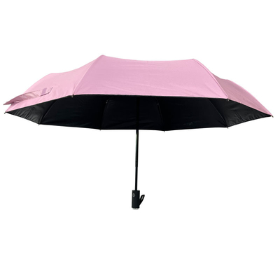 UPF 30 Auto Open Close 3 Folding Umbrella With Blacking UV Coating
