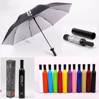 BV 190T Pongee Fabric UV Coating Wine Bottle Umbrellas With Case