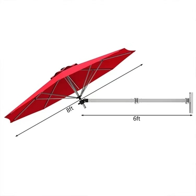 8FT / 10FT Wall Mounted Cantilever Sun Umbrella With Adjustable Pole