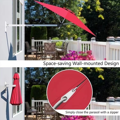 8FT / 10FT Wall Mounted Cantilever Sun Umbrella With Adjustable Pole