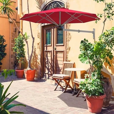 8FT / 10FT Wall Mounted Cantilever Sun Umbrella With Adjustable Pole