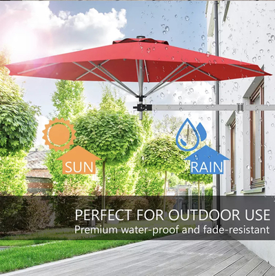 8FT / 10FT Wall Mounted Cantilever Sun Umbrella With Adjustable Pole