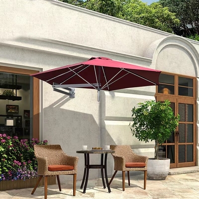 8FT / 10FT Wall Mounted Cantilever Sun Umbrella With Adjustable Pole