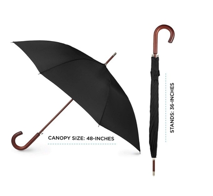 BSCI Normal Standard Size 190T Pongee Fabric Wooden Handle Umbrella