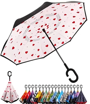 BSCI 23 Inch Fiberglass Frame Double Layer Inverted Umbrella