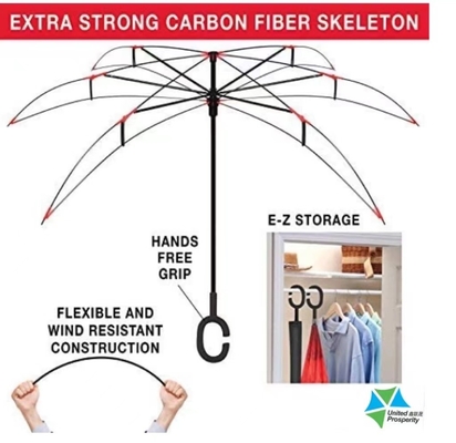 Double Layer C Handle Windproof Reverse Inverted Umbrella