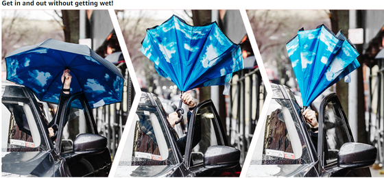 Double Layer C Handle Windproof Reverse Inverted Umbrella