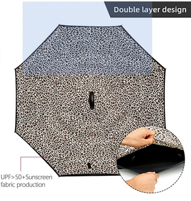 Custom Fiberglass Frame Double Layer Reverse Inverted Umbrella With C Shape Handle