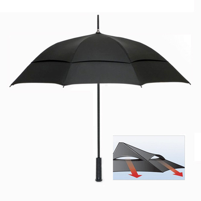 Double Layer Windproof Auto Open Straight Golf Umbrella With Customized Logo