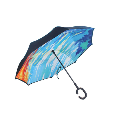 Reverse Double Layer Inverted Umbrella Cars Custom C Handle Windproof