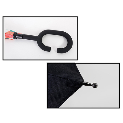 Hands Free C Handle Reverse Inverted Umbrella Folding Double Layer Windproof