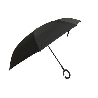 Inverted Cars C Handle Windproof Reverse Umbrella Double Layer 49&quot; Arc Inside Out