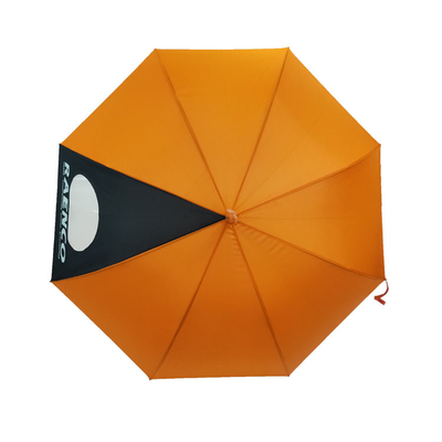 Pongee Fabric Metal Frame Ladies Rain Umbrella Automatic Orange Color