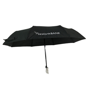 Windproof Double Fiberglass Ribs Umbrella Black Color Dia 95cm