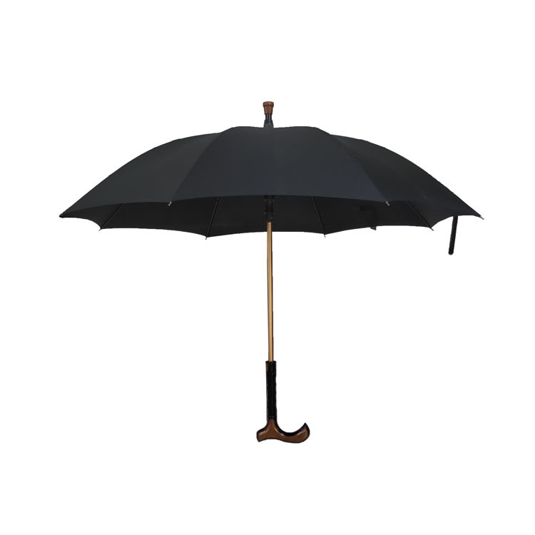 Gold Frame Automatic Open Walking Stick Umbrella Waterproof